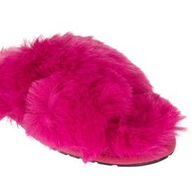 Fluffy Cross-Strap Slider Slippers