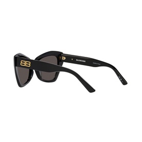 Balenciaga Butterfly Sunglasses 6E000282 in black acetate, angled rear view showing gold BB logo on temple