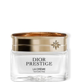 Dior Prestige La Cr&egrave;me Texture Fine moisturiser in clear glass jar with gold lid, front-facing primary shot