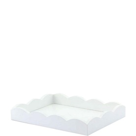 White Small Lacquered Scalloped Tray