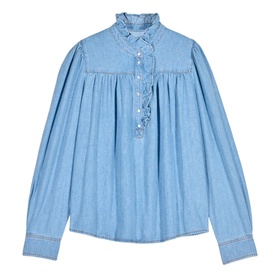 Lilac Denim Ruffled Blouse