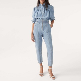 Lilac Denim Ruffled Blouse