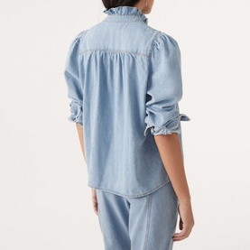 Lilac Denim Ruffled Blouse