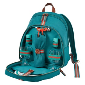 Fortnum&rsquo;s 2 Person Canvas Picnic Backpack, Eau de Nil