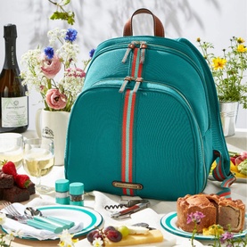 Fortnum&rsquo;s 2 Person Canvas Picnic Backpack, Eau de Nil