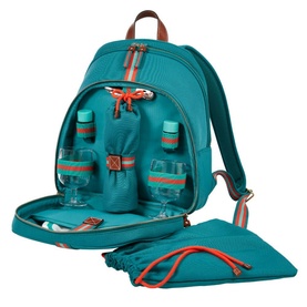 Fortnum&rsquo;s 2 Person Canvas Picnic Backpack, Eau de Nil