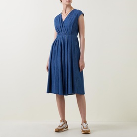 Zuai Denim V Neck Dress