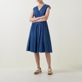 Zuai Denim V Neck Dress
