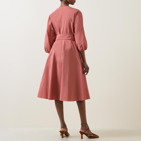 Negozi Puff-Sleeve Midi Wrap Dress