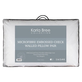 Microfibre Embossed Check Walled Pillow Pair