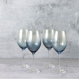 Four Piece Wine Glass Set Blue