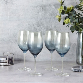 Four Piece Wine Glass Set Blue