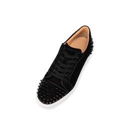 Christian Louboutin Vieira 2 Low-Top Trainers in black veau velours with all-over spikes, lace fastening, and white contrast sole