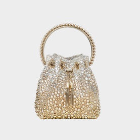 Bon Bon Crystal-Embellished Satin Bucket Bag