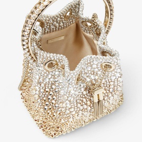 Bon Bon Crystal-Embellished Satin Bucket Bag