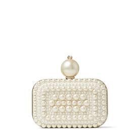 Micro Cloud Pearl-Embellished Suede Clutch
