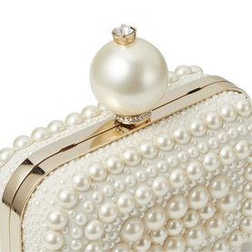 Micro Cloud Pearl-Embellished Suede Clutch