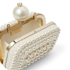 Micro Cloud Pearl-Embellished Suede Clutch