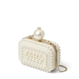 Micro Cloud Pearl-Embellished Suede Clutch
