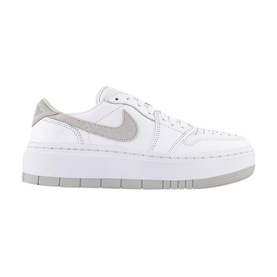 Nike Air Jordan 1 Elevate Low Trainers in white leather with grey Swoosh detail, lace fastening, and chunky platform sole