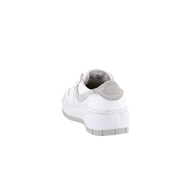 Nike Air Jordan 1 Elevate Low Trainers in white leather, heel and platform sole view with grey rubber outsole