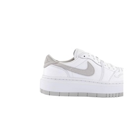 Nike Air Jordan 1 Elevate Low Trainers in white leather with grey Swoosh, platform rubber sole, low-top silhouette