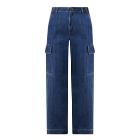 Califfo High-Rise Dark Wash Cargo Jeans