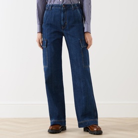 Califfo High-Rise Dark Wash Cargo Jeans