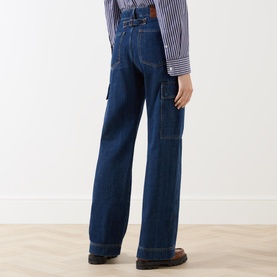 Califfo High-Rise Dark Wash Cargo Jeans