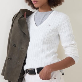 Cable Knit V-Neck Sweater