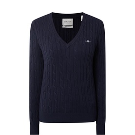 Cable Knit V-Neck Sweater