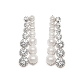 The Mirage Pearl & Cubic Zirconia Platinum Plated Earrings