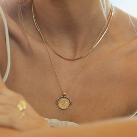 Lucy Williams Engravable Fortuna Arc Coin Pendant Necklace