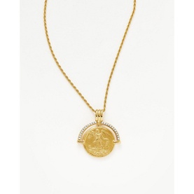 Lucy Williams Engravable Fortuna Arc Coin Pendant Necklace