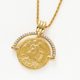 Lucy Williams Engravable Fortuna Arc Coin Pendant Necklace