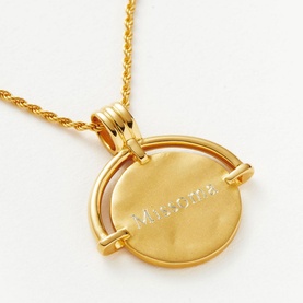 Lucy Williams Engravable Fortuna Arc Coin Pendant Necklace