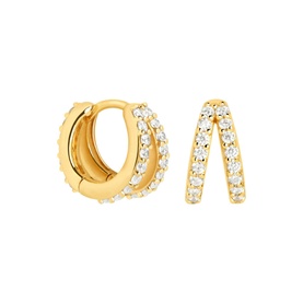 Illusion Crystal 18k Gold-Plated Huggies
