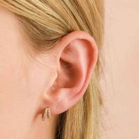 Illusion Crystal 18k Gold-Plated Huggies