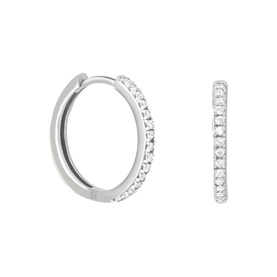 Crystal Hinge Rhodium-Plated Small Hoops