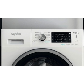 Whirlpool Black Line Freshcare 10Kg 1400 Spin washing machine in white, close-up of control panel and door