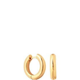 Astrid & Miyu Bold 18k Gold-Plated Medium Hoops, chunky hinged gold-tone hoop earrings shown as a pair