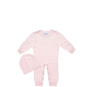 Two-Piece Cashmere Babygrow & Hat Set