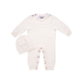 Two-Piece Cashmere Babygrow & Hat Set
