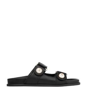 Fayence Pearl-Embellished Leather Sandals
