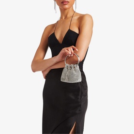 Micro Bon Bon Satin Crystal Bucket Bag