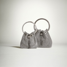 Micro Bon Bon Satin Crystal Bucket Bag