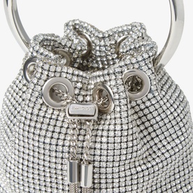 Micro Bon Bon Satin Crystal Bucket Bag