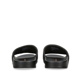 KG by Kurt Geiger Ibiza Slides in black, rear view showing wide foot strap, slip-on silhouette and logo detail on synthetic sole