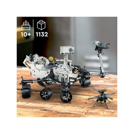 Lego Technic NASA Mars Rover Perseverance multi-coloured 1132-piece set with Ingenuity helicopter model on wooden surface