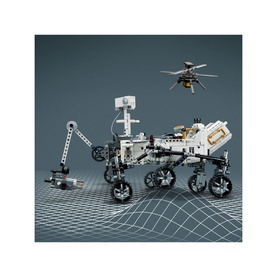 LEGO Technic NASA Mars Rover Perseverance multi-coloured 1132-piece set with Ingenuity helicopter drone displayed on grey surface